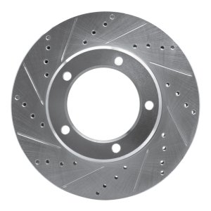 Lexus LX470 Brake Rotor (1) - Front Left - R1 Concepts - Drilled & Slotted - Silver - `98-`07